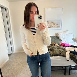 Off white button up top